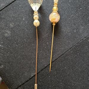 Elegant Gold and Pink Beaded Hair Pins